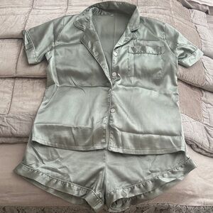 Satin Pajama Set in Green